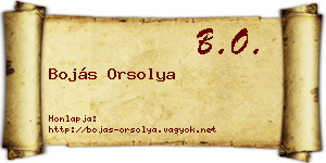 Bojás Orsolya névjegykártya